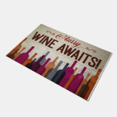 Hurry Wine Awaits Rug, Retro Wine Lovers Deurmat (Schuin)