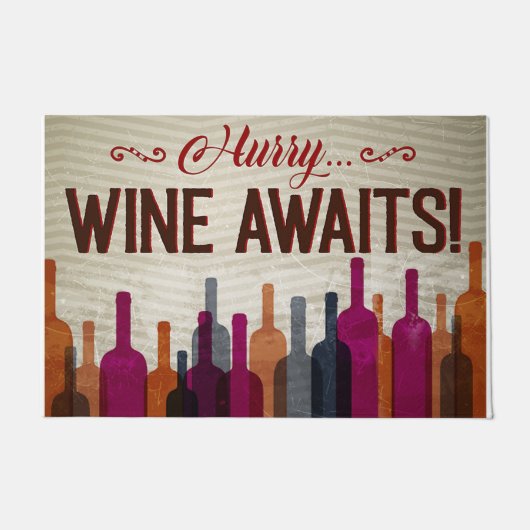 Hurry Wine Awaits Rug, Retro Wine Lovers Deurmat (Voorkant)