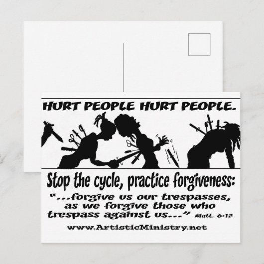 Hurt People Hurt People briefkaarten white bkgr (Voorkant / Achterkant)