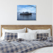 Hurtigruten Veerboot vertrekt uit de haven Canvas Afdruk (Insitu (Slaapkamer))