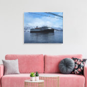 Hurtigruten Veerboot vertrekt uit de haven Canvas Afdruk (Insitu (Woonkamer))