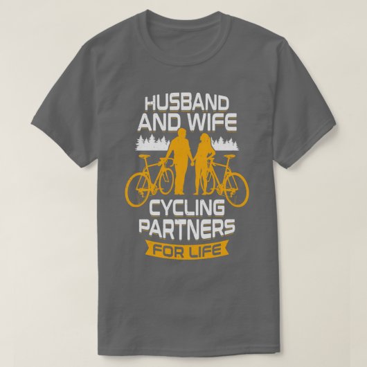 Hus en vrouw Fietspartners voor het leven T-shirt (Design voorkant)