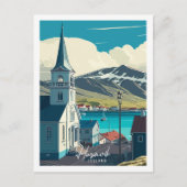 Husavik IJsland vintage reisillustratie Briefkaart (Voorkant)