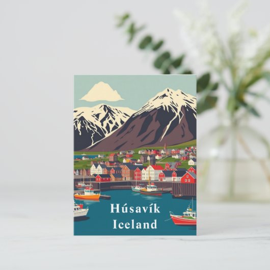 Húsavík, IJslandse boot kunst Briefkaart (Staand voorkant)