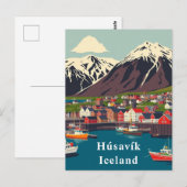 Húsavík, IJslandse boot kunst Briefkaart (Voorkant / Achterkant)