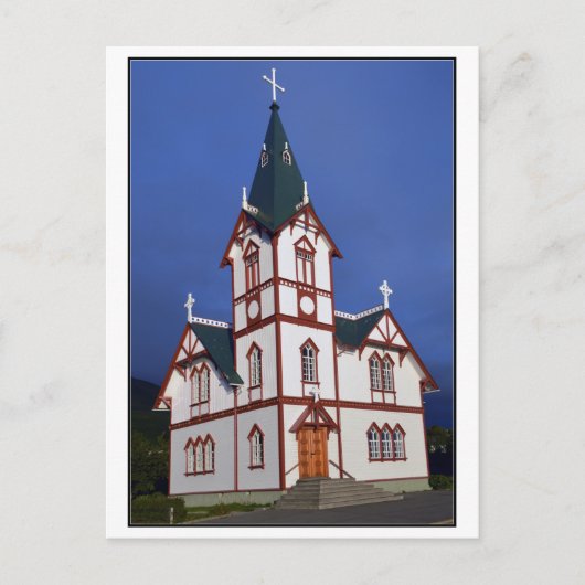 Husavik Lutheran Church, IJsland. Briefkaart (Voorkant)