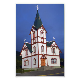 Husavik Lutheran Church, IJsland. Foto Afdruk