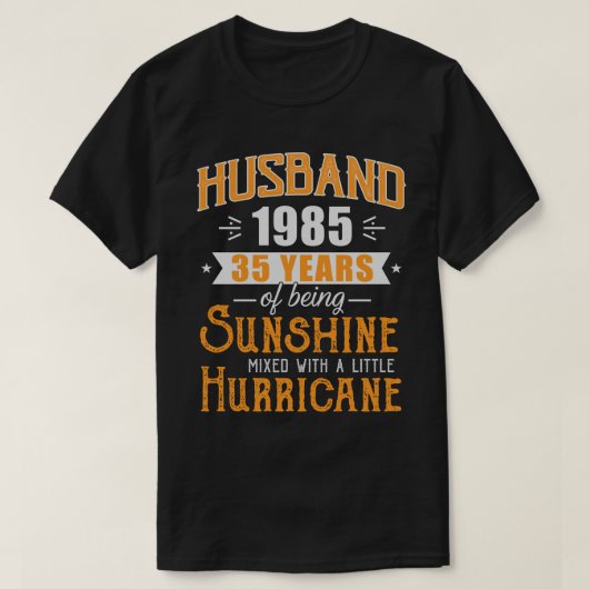 Husband 1985 Gift, 35 jaar Jubileum voor bruiloft T-shirt (Design voorkant)