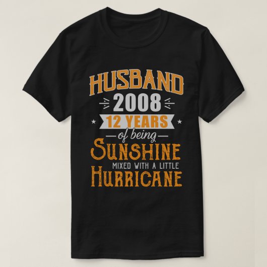 Husband 2008 Gift, 12 jaar bruiloft Jubileum T-shirt (Design voorkant)