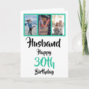 Husband 30th Birthday Modern Photo Collage Kaart