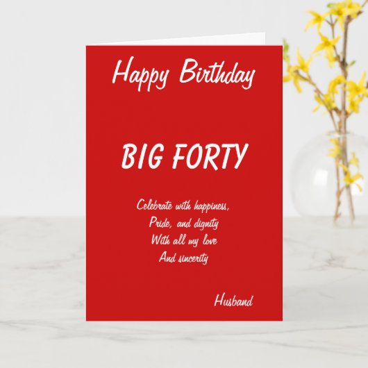 Husband 40ste verjaardagskaarten kaart (Gele Bloem)