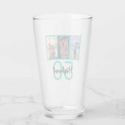 Husband 50th Birthday Foto Collage Glas (Achterkant)