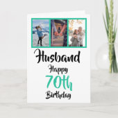 Husband 70th Birthday Modern Photo Collage Kaart (Voorkant)