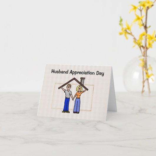 Husband Appreciation Day Roof Over Head Card Kaart (Gele Bloem)