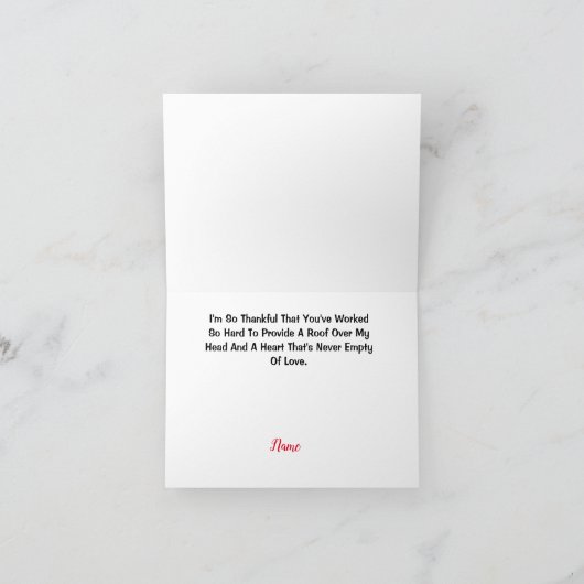 Husband Appreciation Day Roof Over Head Card Kaart (Binnen)