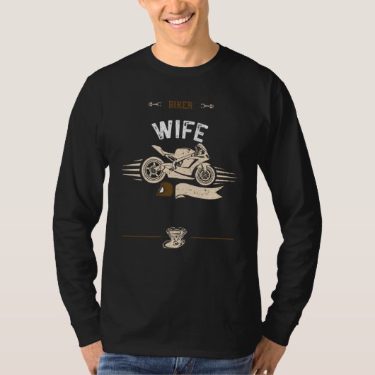 Husband Biker Wife Motorcycle Sayings T-shirt (Voorkant)