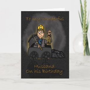 Husband Birthday Card - Coal Miner Cartoon Kaart