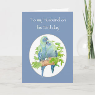 Husband Birthday Cute Cuddling Parrot Couple Kaart