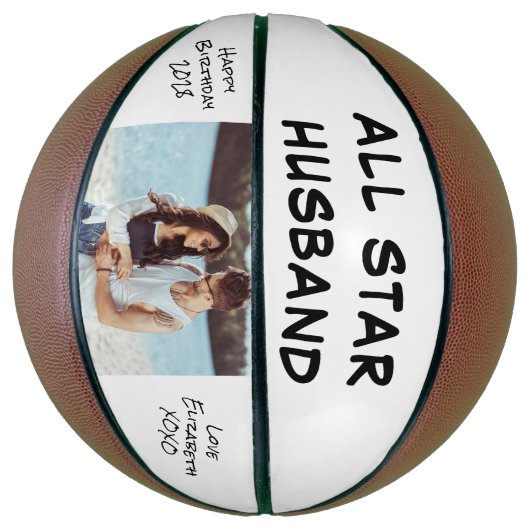 Husband Birthday Foto gepersonaliseerd Basketbal (Verticaal)