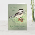 Husband Birthday Love my Heart Chickadee Bird Kaart<br><div class="desc">husband Birthday Love with all my Heart Watercolor Chickadee Bird Nature</div>