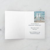Husband Birthday, Romantic, Seagull Beach, Shore Kaart (Binnen)