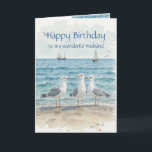 Husband Birthday, Romantic, Seagull Beach, Shore Kaart<br><div class="desc">Great birthday card for the special person in you life who loves,  seagulls,  beaches,  nature or wildlife</div>