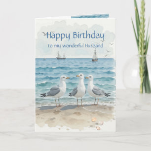 Husband Birthday, Romantic, Seagull Beach, Shore Kaart