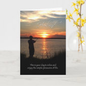 Husband Birthday, Sunset Vissen Silhouette Kaart (Gele Bloem)