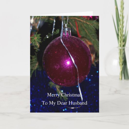Husband Christmas Card Red Bauble Design Feestdagen Kaart (Voorkant)