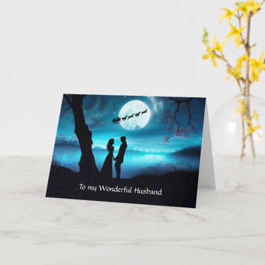 Husband Christmas Happy Holidays Custom Romantic  Kaart (Gele Bloem)