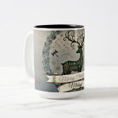 Husband Christmas Mug – Personalized Reindeer Tweekleurige Koffiemok (Voorkant links)