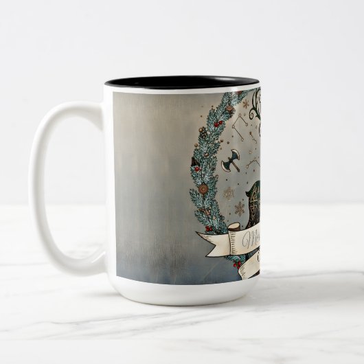 Husband Christmas Mug – Personalized Reindeer Tweekleurige Koffiemok (Links)