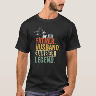 Husband Dad Barber Legend Funny Vaderdag T-shirt