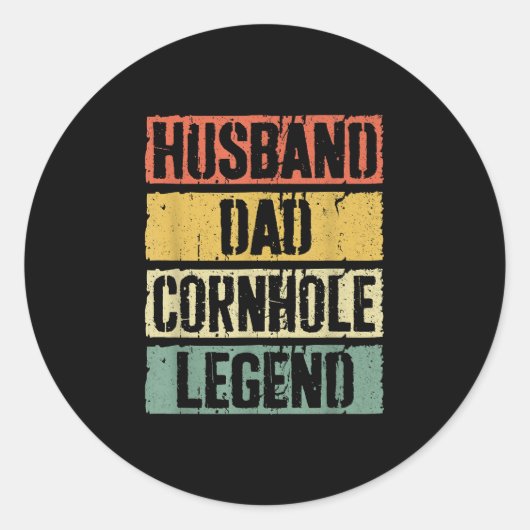 Husband Dad Cornhole Legend Ronde Sticker (Voorkant)