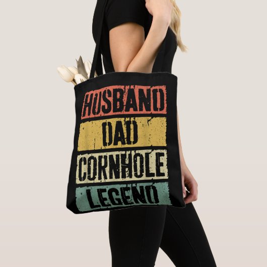 Husband Dad Cornhole Legend Tote Bag (Dichtbij)