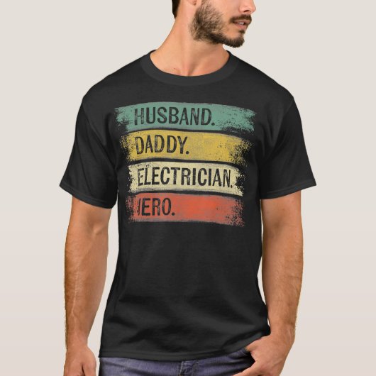 Husband Dad Electricia Hero Funny Lineman Dad T-shirt (Voorkant)
