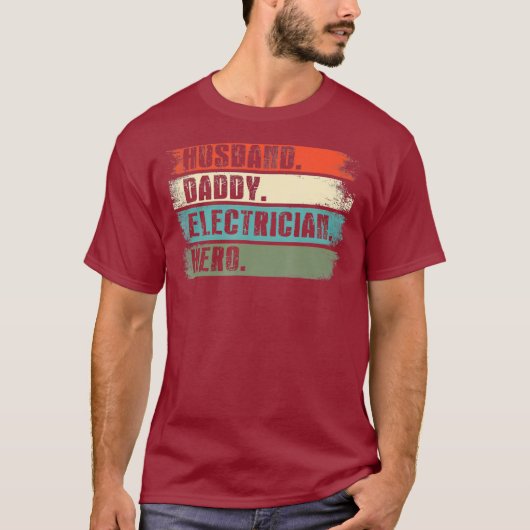 Husband Dad Electricia Hero Funny Lineman Dad T-shirt (Voorkant)