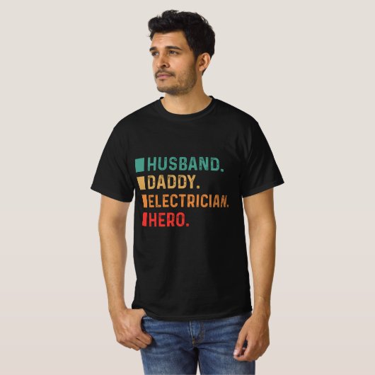 Husband Dad Electricia Hero T-shirt (Voorkant volledig)