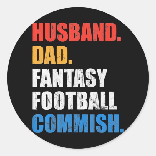 Husband Dad Fantasy Football Commish Fantasy Ronde Sticker (Voorkant)