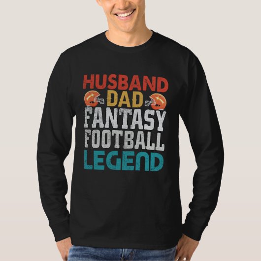 Husband Dad Fantasy Football Legend Men Retro T-shirt (Voorkant)