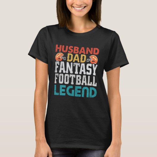 Husband Dad Fantasy Football Legend Men Retro T-shirt (Voorkant)