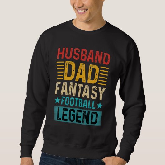 Husband Dad Fantasy Football Legend Retro Father s Trui (Voorkant)