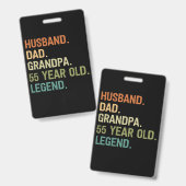 Husband dad grandpa 55 year old 55th birthday gift badge (Voor- en achterkant)
