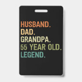 Husband dad grandpa 55 year old 55th birthday gift badge (Achterkant)