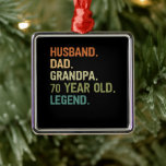Husband dad grandpa 70 year old 70th birthday gift metalen ornament<br><div class="desc">Husband dad grandpa 70 year old men birthday outfits for dad and grandpa from grandkidkids kids son daughter wife</div>