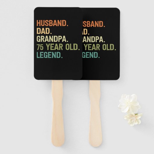 Husband dad grandpa 75 year old 75th birthday men handwaaier (Voorkant en achterkant)