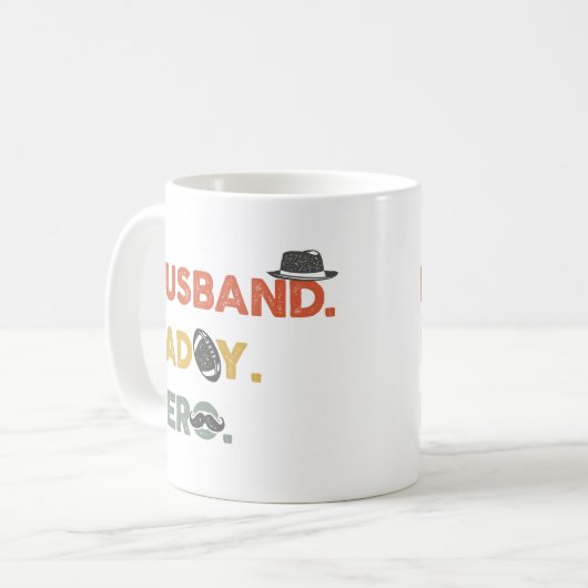 Husband Dad Hero Retro Koffiemok (Voorkant links)