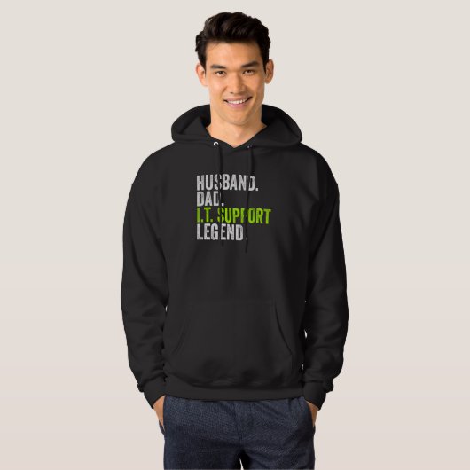 Husband Dad I T Support Legend Network Admin  Offi Hoodie (Voorkant volledig)