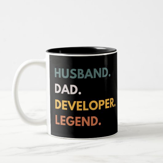 Husband Dad Ontwikkelaar Legend Grappige Programme Tweekleurige Koffiemok (Links)