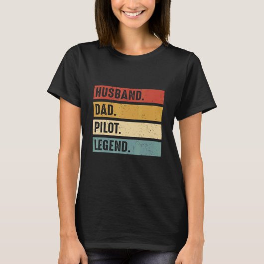 Husband Dad Pilot Legend Airplane Aviation Dad Fat T-shirt (Voorkant)